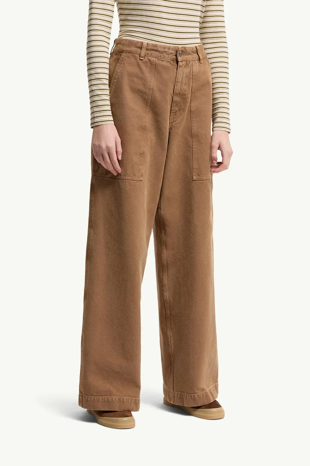 Leather Logo Cotton Trousers