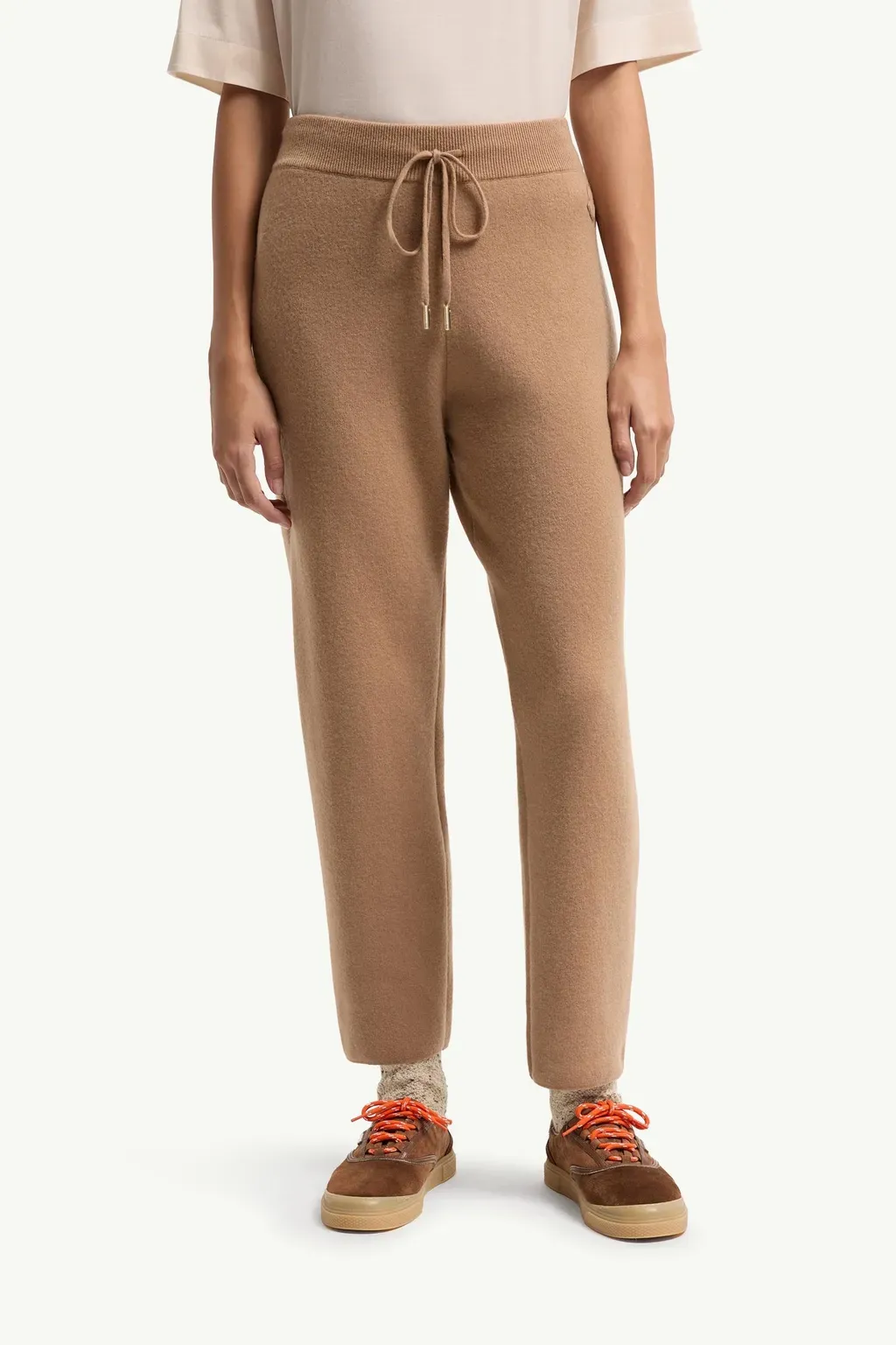 Wool & Cashmere Blend Cropped Jogging Trousers