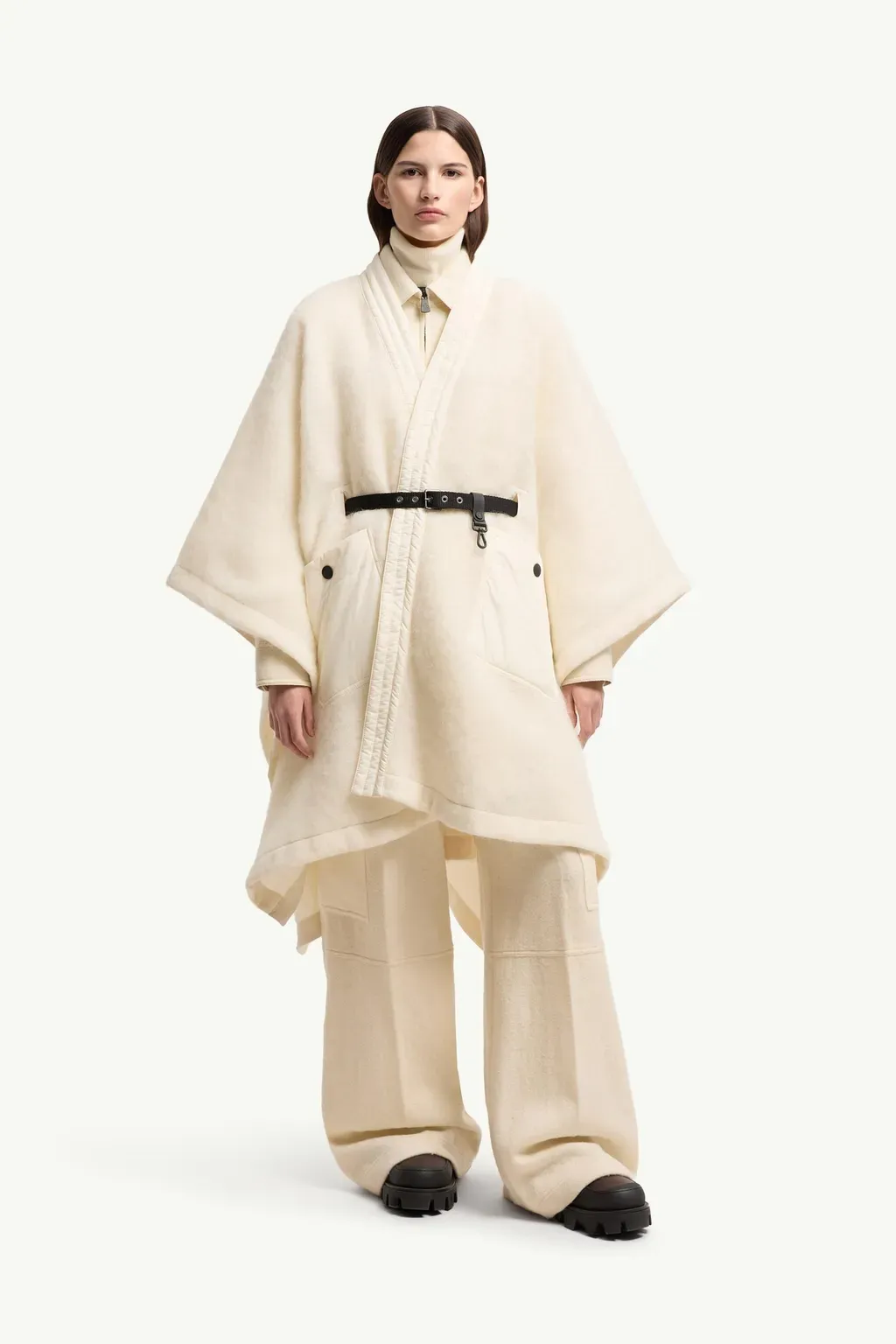 Mohair, Alpaca & Wool Blend Belted Cape
