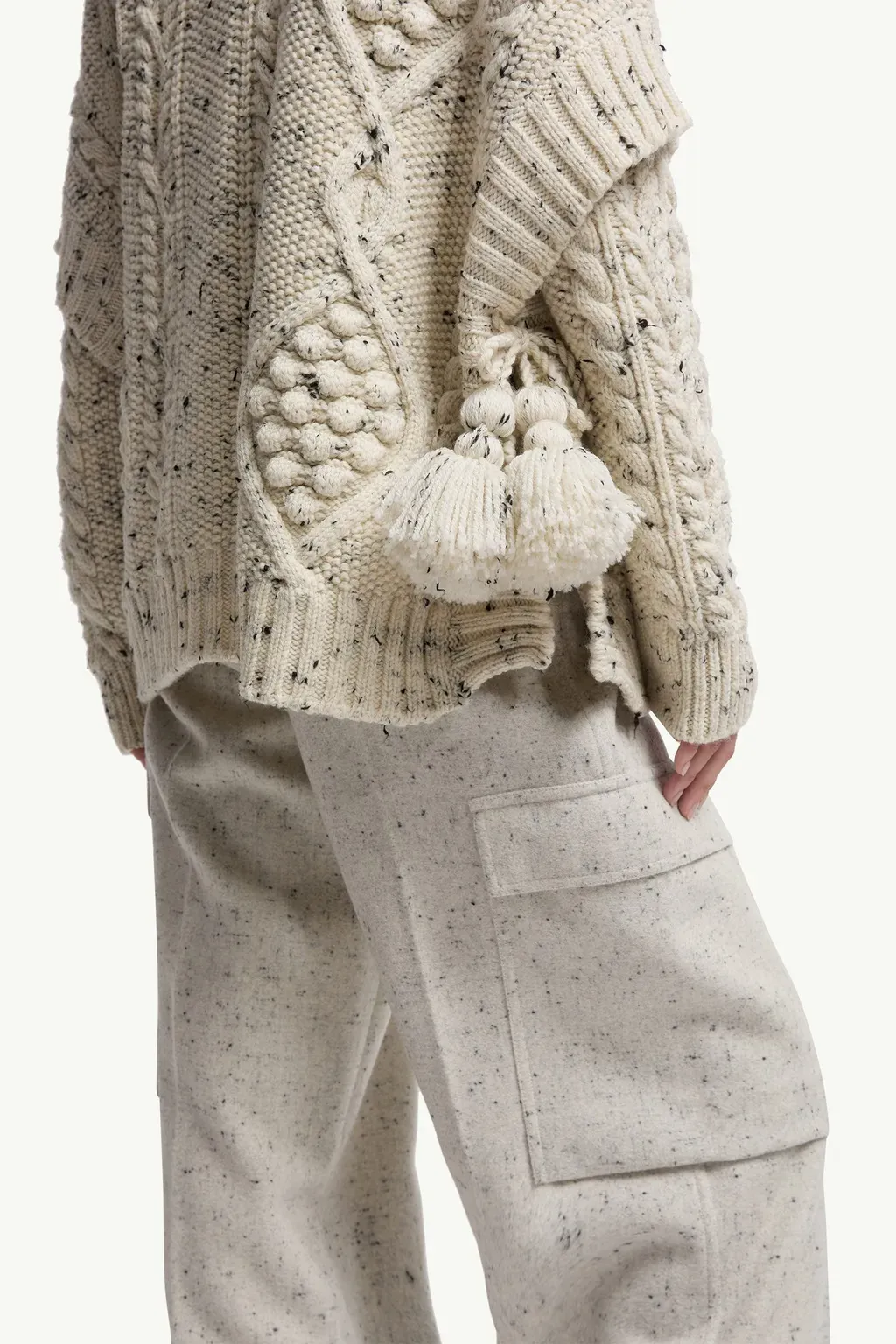 Wool Blend Tassel Cape