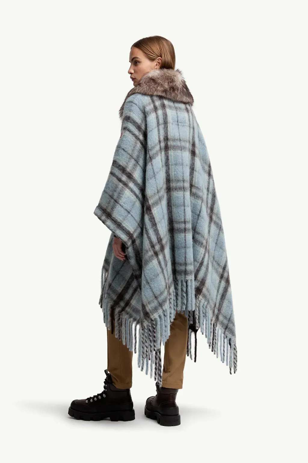 Mohair, Alpaca & Wool Blend Plaid Cape