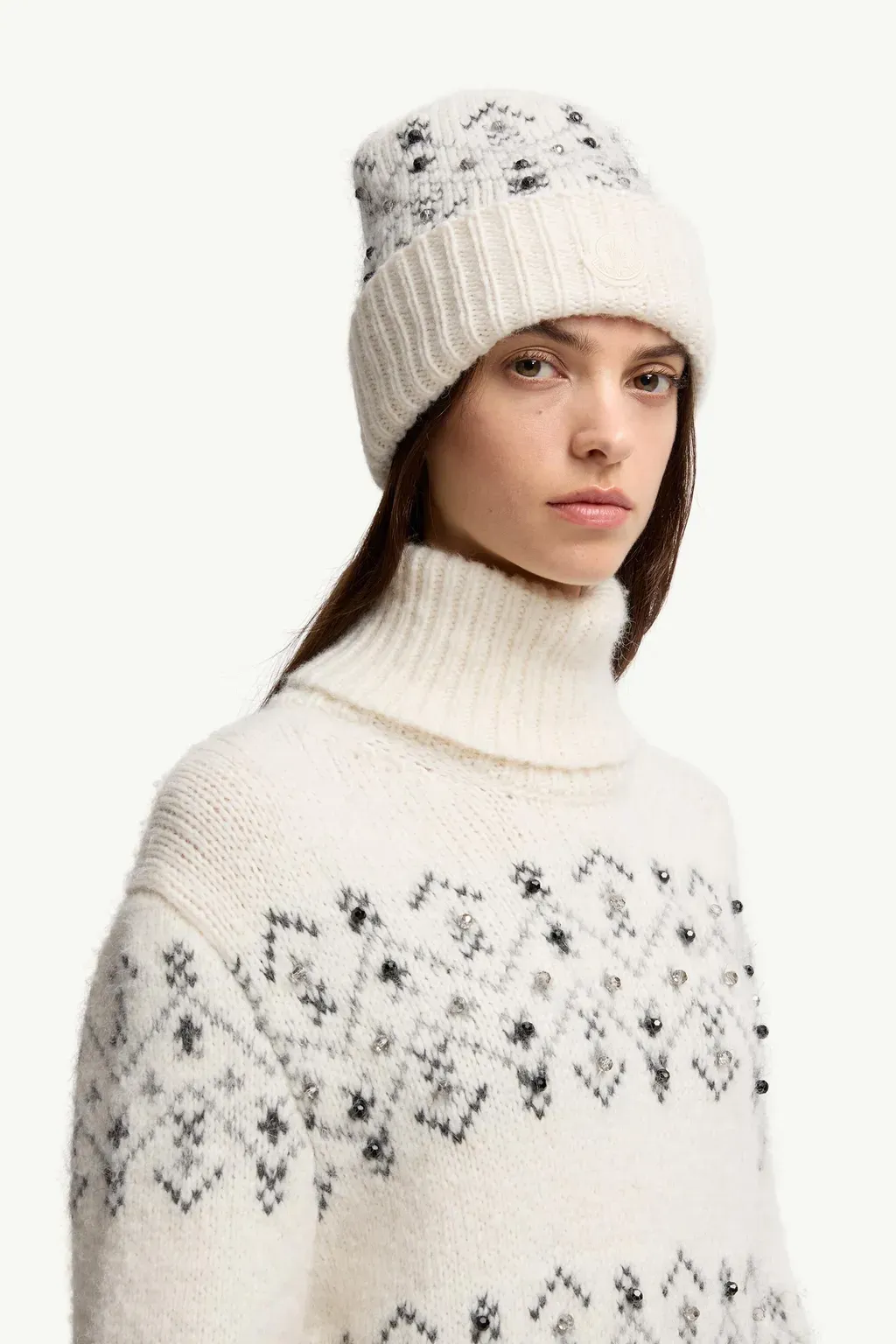 Crystal-Embroidered Alpaca Blend Beanie