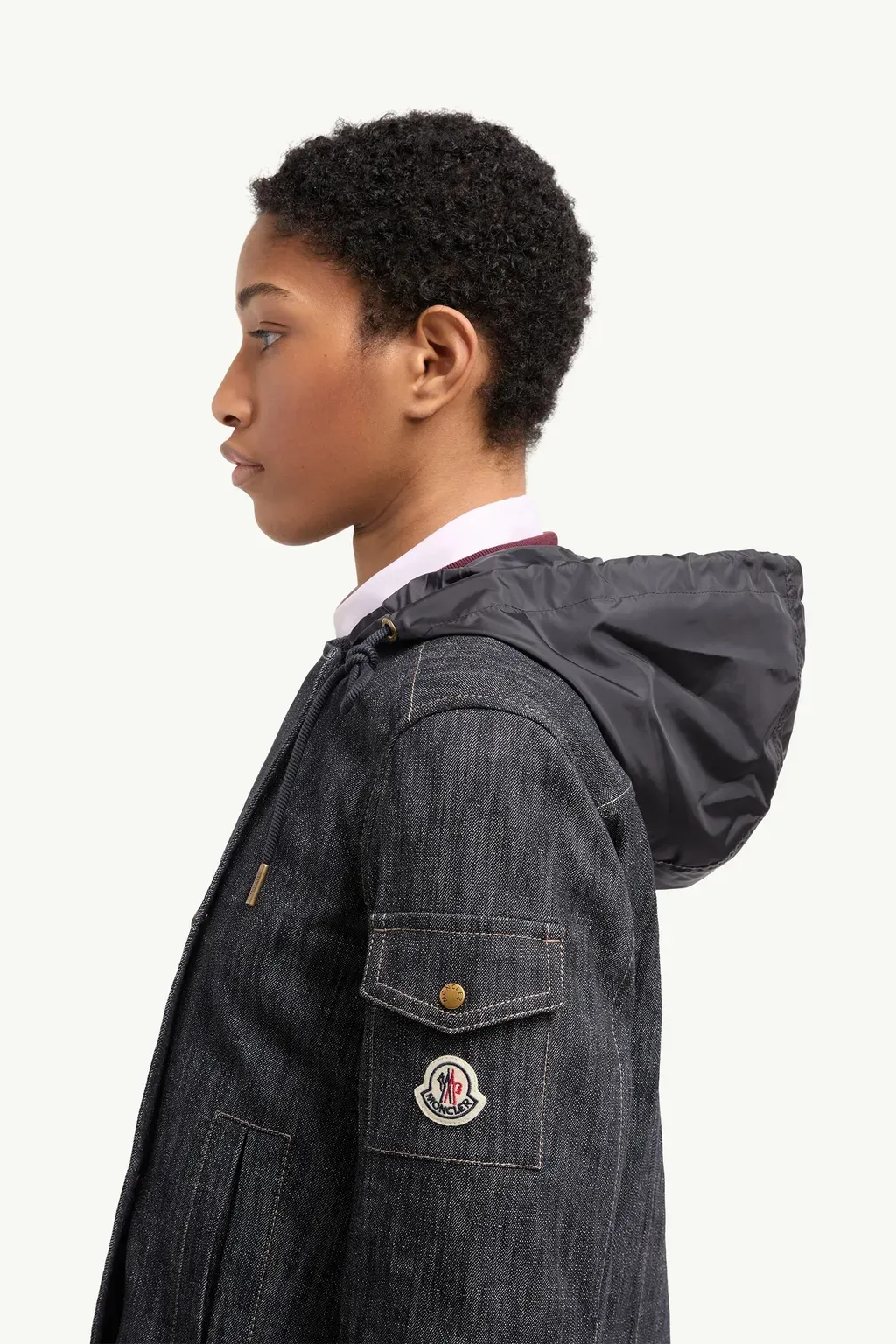 Diervilla Hooded Double-Breasted Denim Jacket