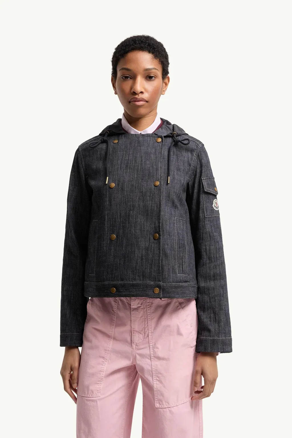 Diervilla Hooded Double-Breasted Denim Jacket