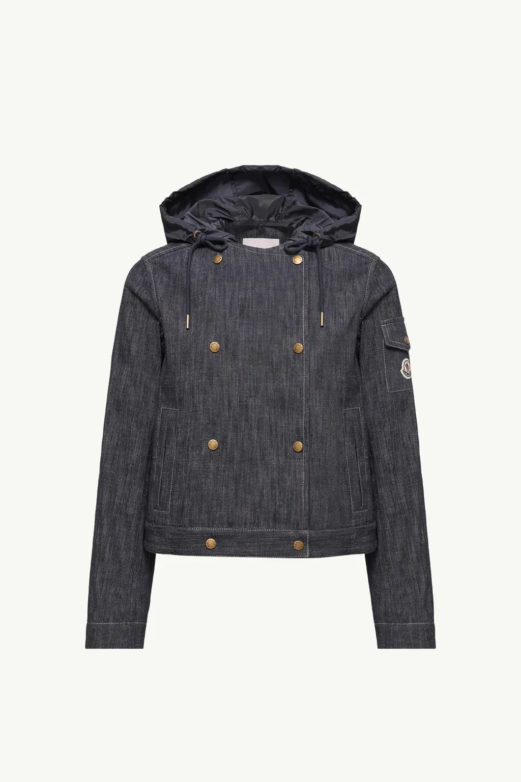 Diervilla Hooded Double-Breasted Denim Jacket