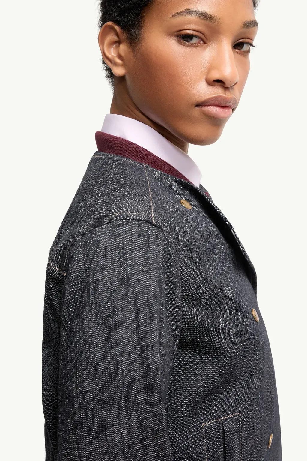 Diervilla Hooded Double-Breasted Denim Jacket