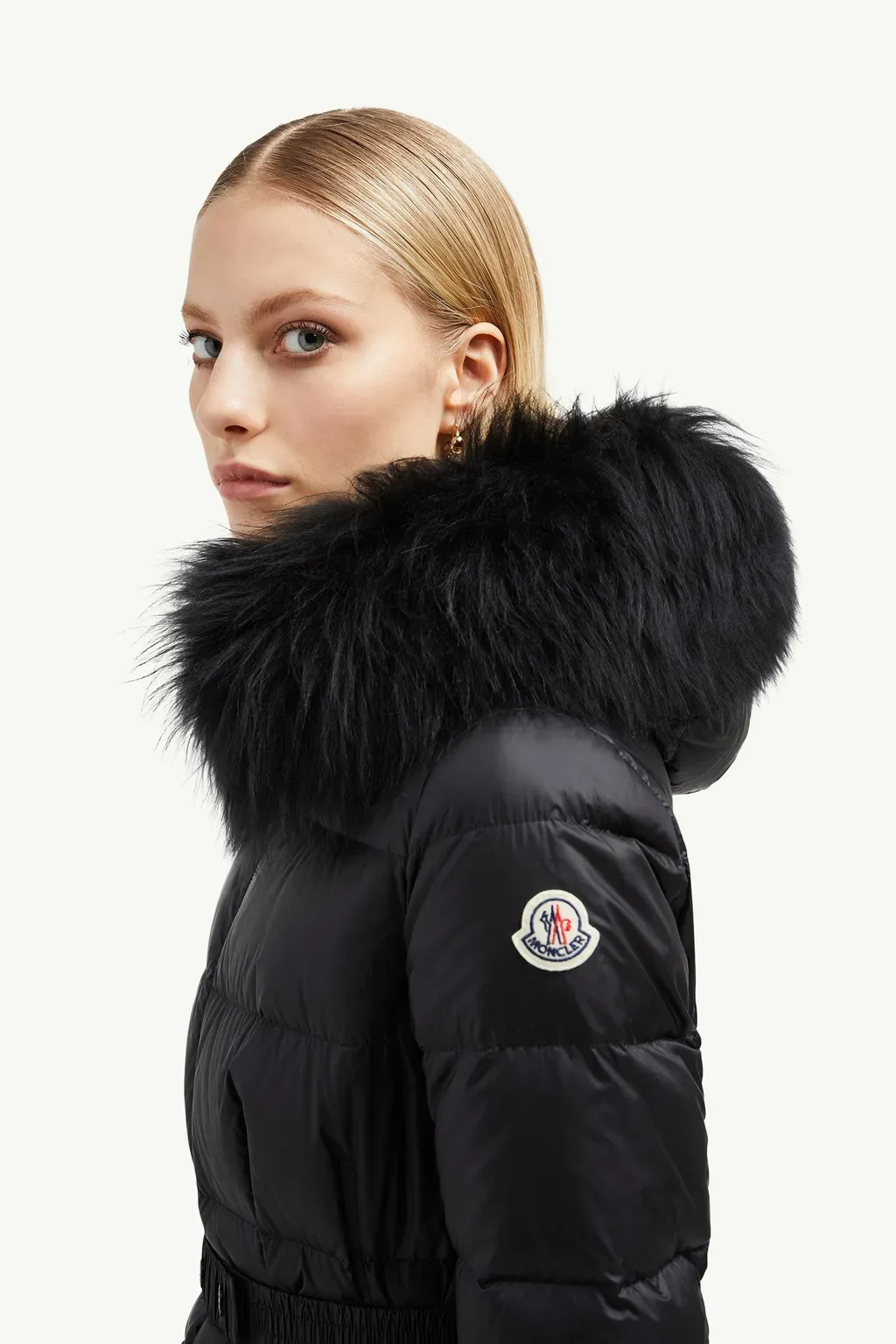 Boedic Hooded Shearling-Trimmed Long Down Jacket