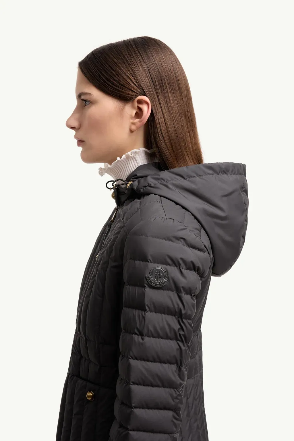 Menthelong Vertical-Quilted Hooded Down Jacket