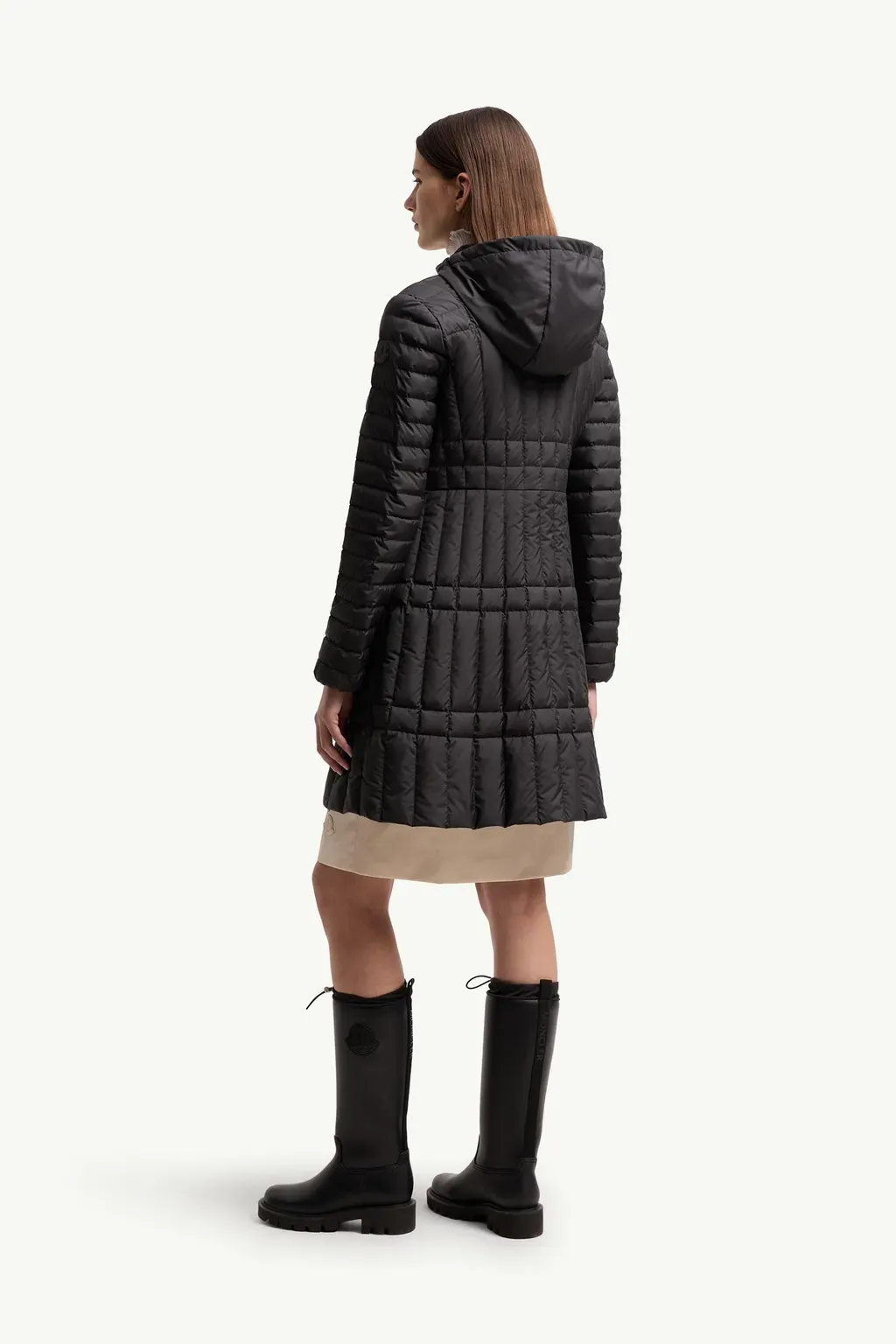 Menthelong Vertical-Quilted Hooded Down Jacket