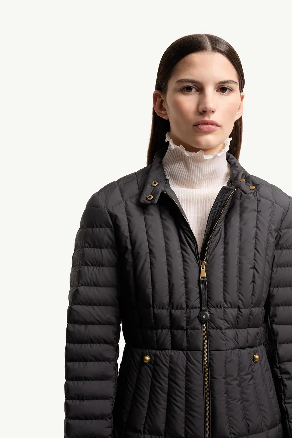 Menthelong Vertical-Quilted Hooded Down Jacket