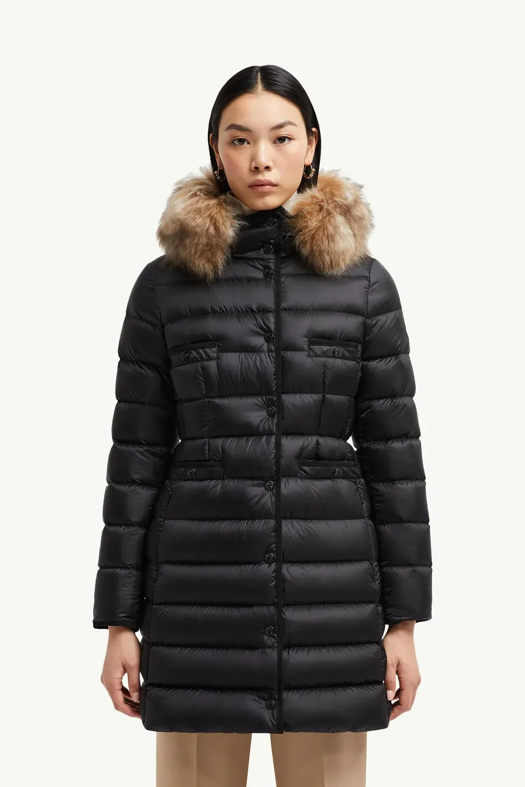 Hirmafur Hooded Shearling Long Down Jacket