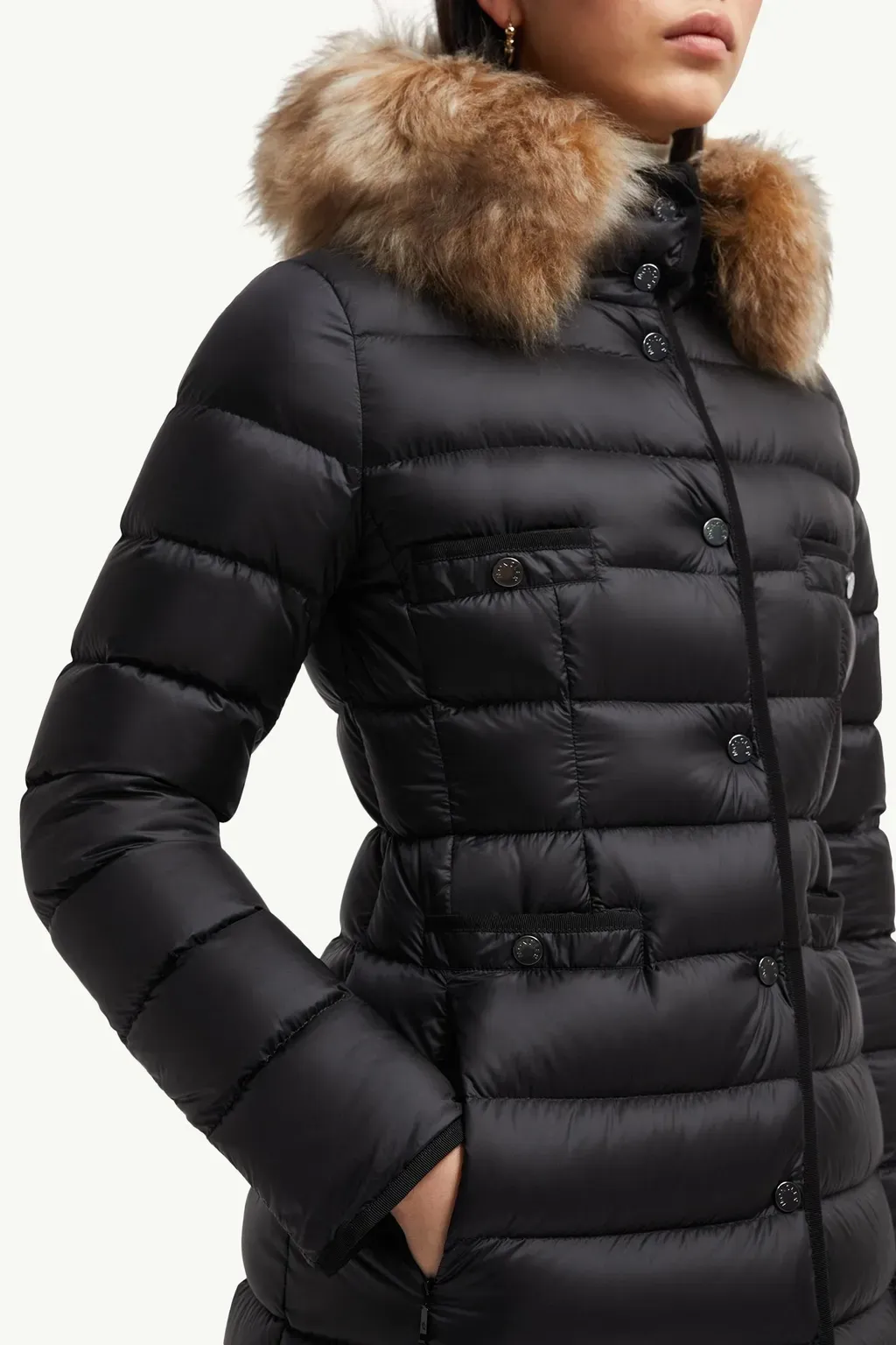 Hirmafur Hooded Shearling Long Down Jacket