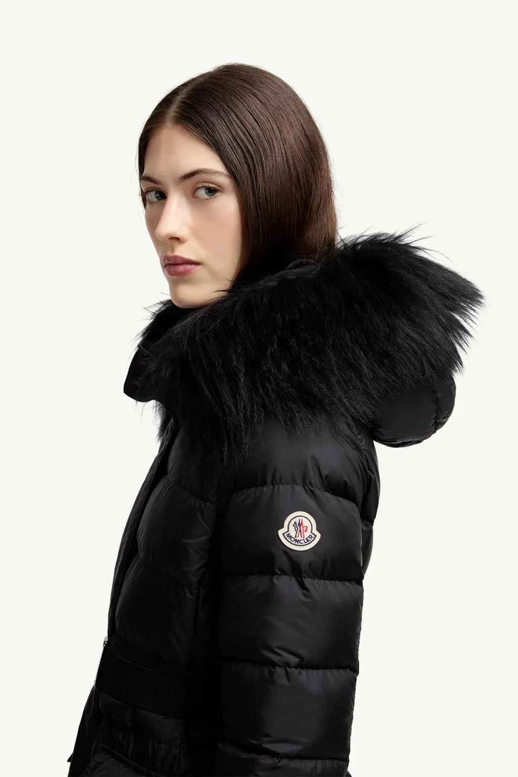 Khloesse Hooded Shearling-Trimmed Long Down Jacket