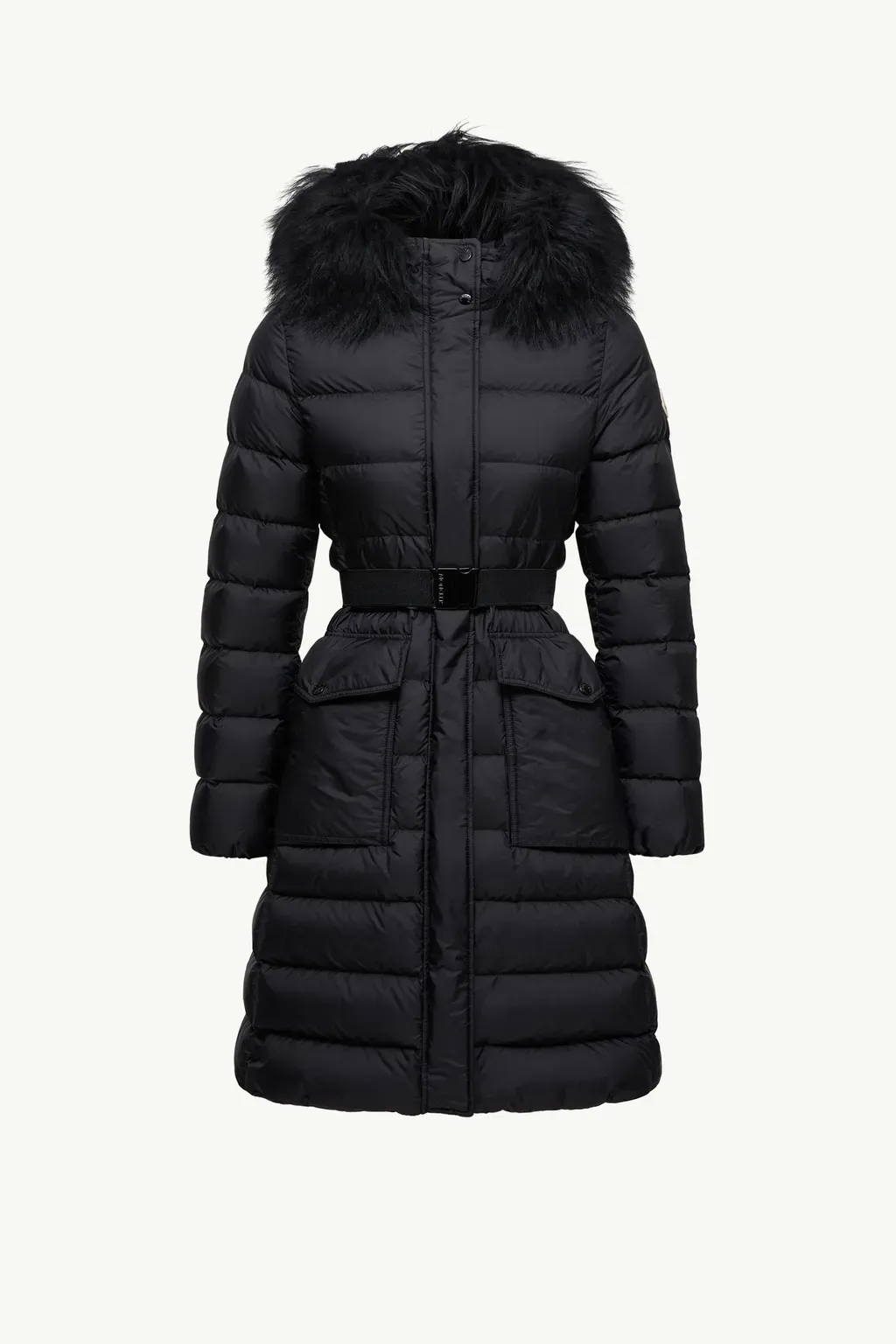 Khloesse Hooded Shearling-Trimmed Long Down Jacket