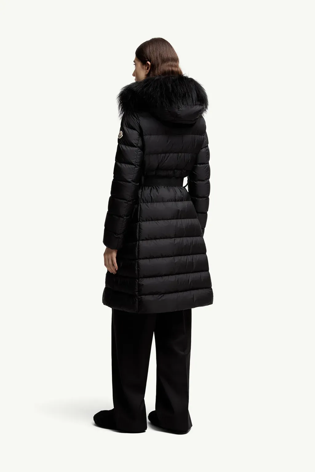 Khloesse Hooded Shearling-Trimmed Long Down Jacket