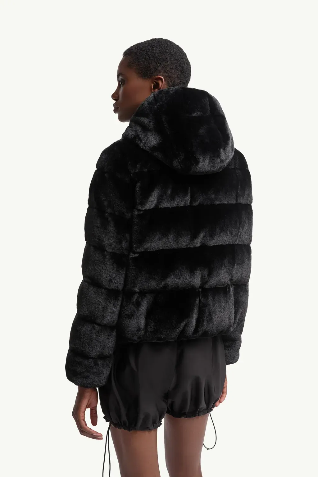 Andronne Sequin-Embroidered Hooded Short Down Jacket