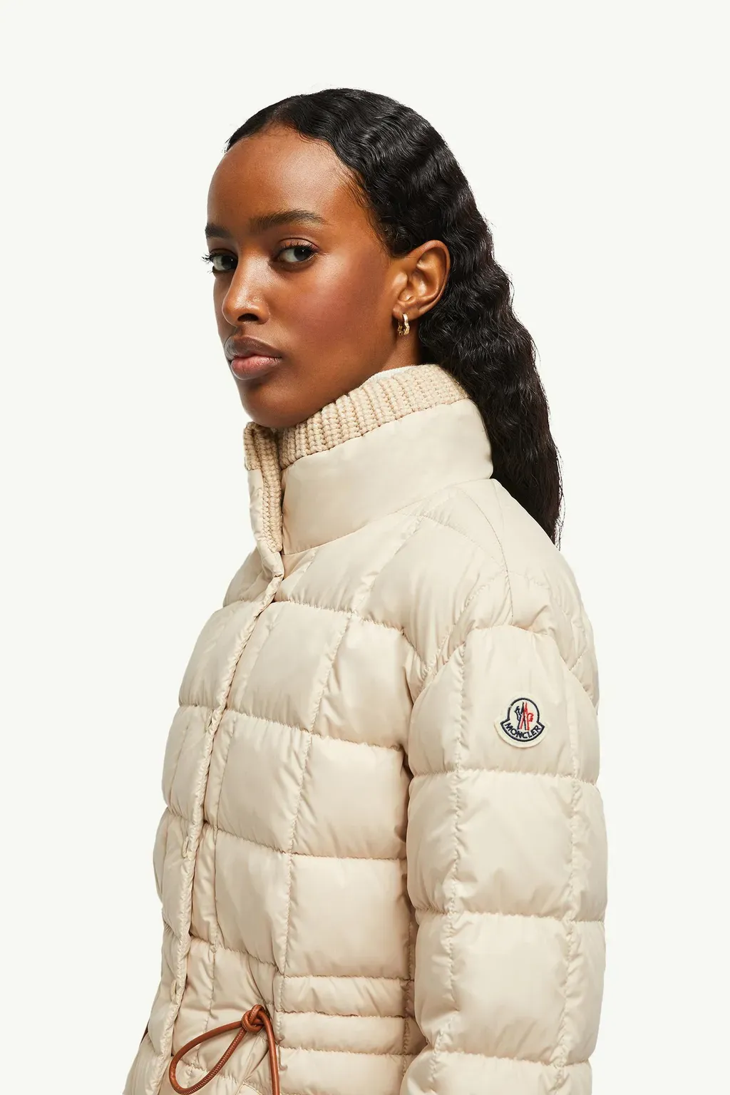 Antigone Leather-Trimmed Short Down Jacket