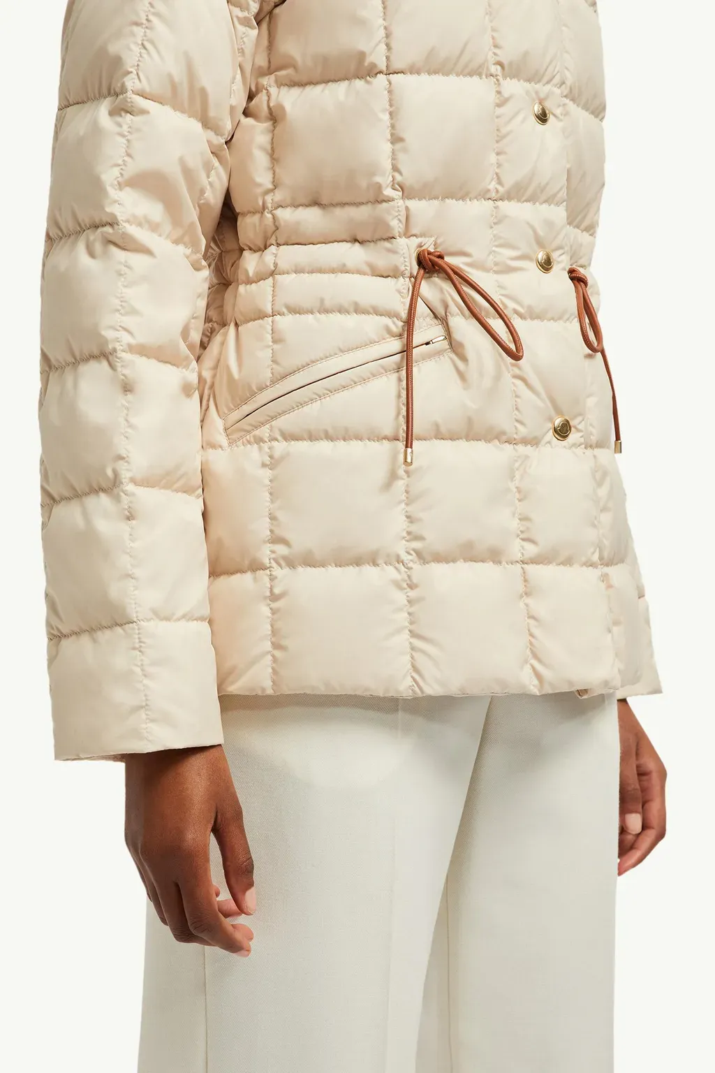 Antigone Leather-Trimmed Short Down Jacket