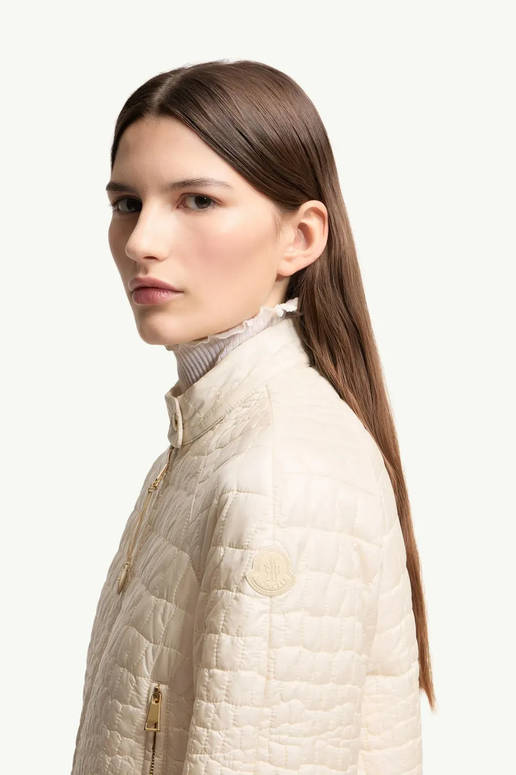 Aubrieta Geometric-Quilted Short Down Jacket