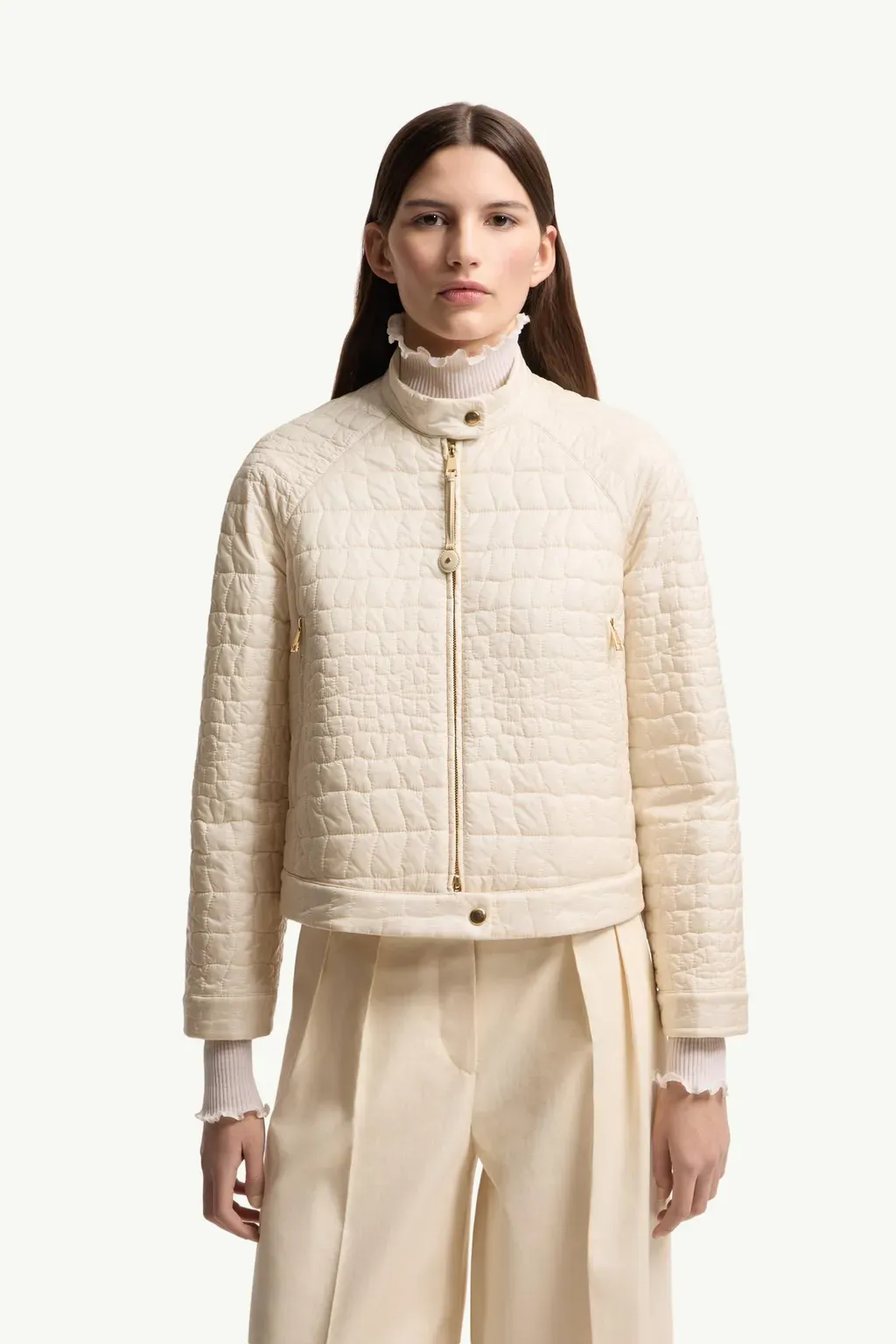 Aubrieta Geometric-Quilted Short Down Jacket