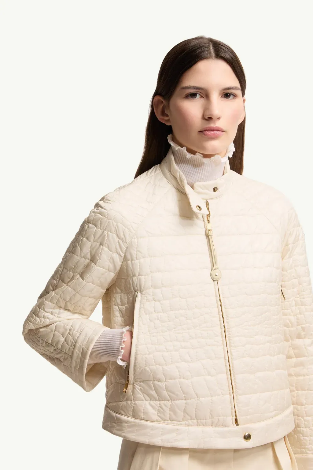 Aubrieta Geometric-Quilted Short Down Jacket