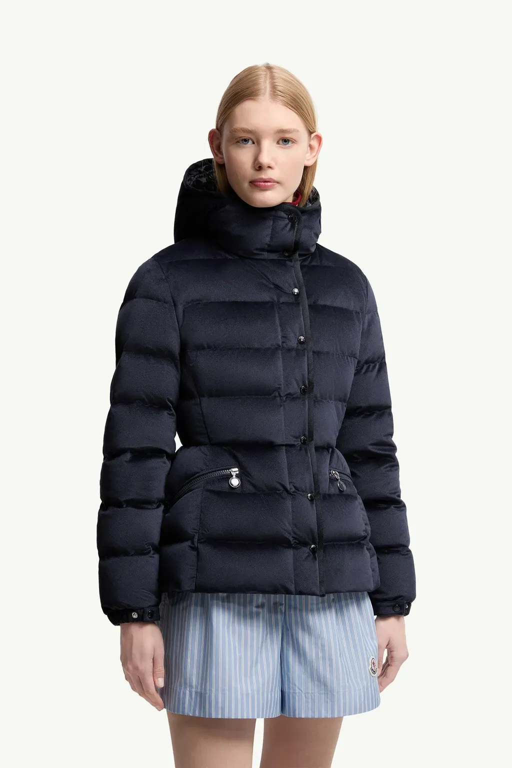 Barante Hooded Velour Short Down Jacket