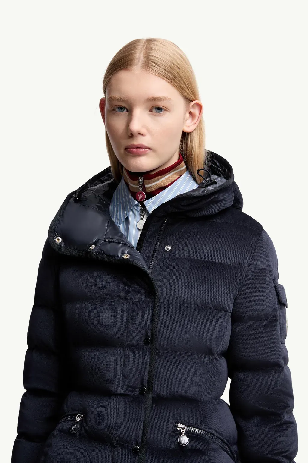 Barante Hooded Velour Short Down Jacket