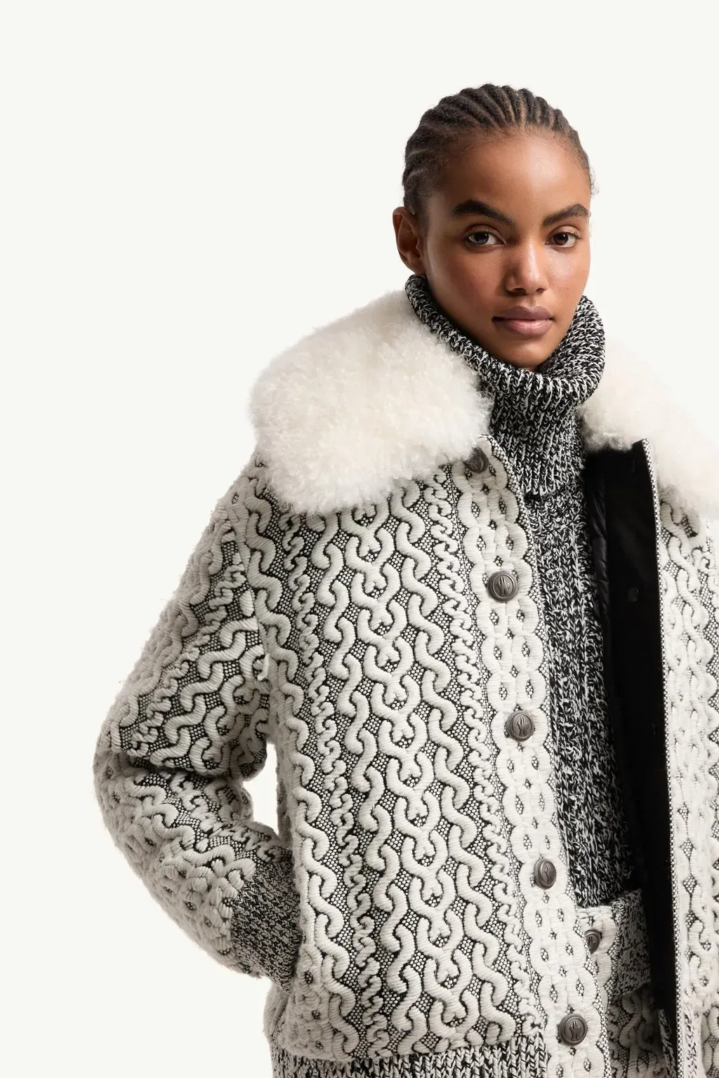 Beille Shearling-Trimmed Down Bomber Jacket
