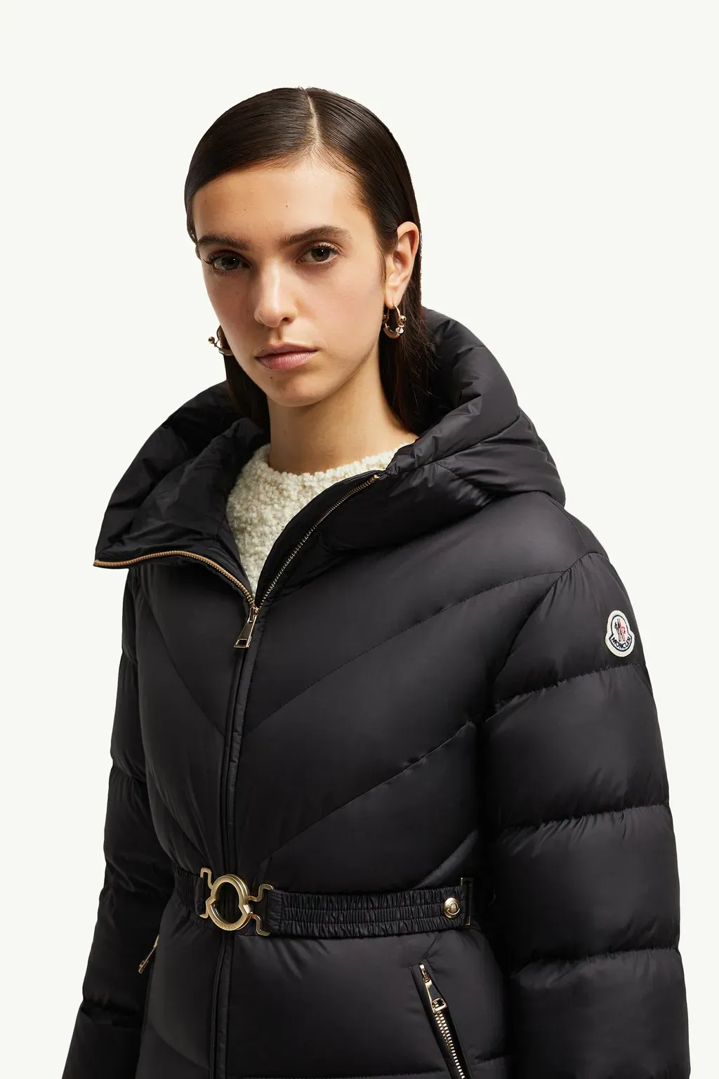 Brosse Diagonal-Quilted Hooded Short Down Jacket