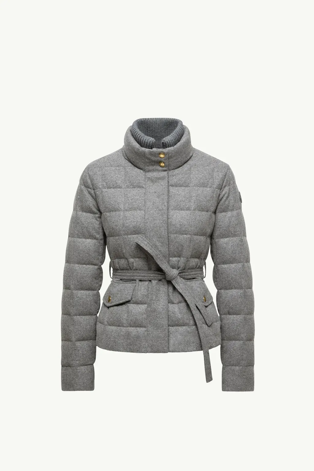 Bussettes Wool Blend Belted Short Down Jacket