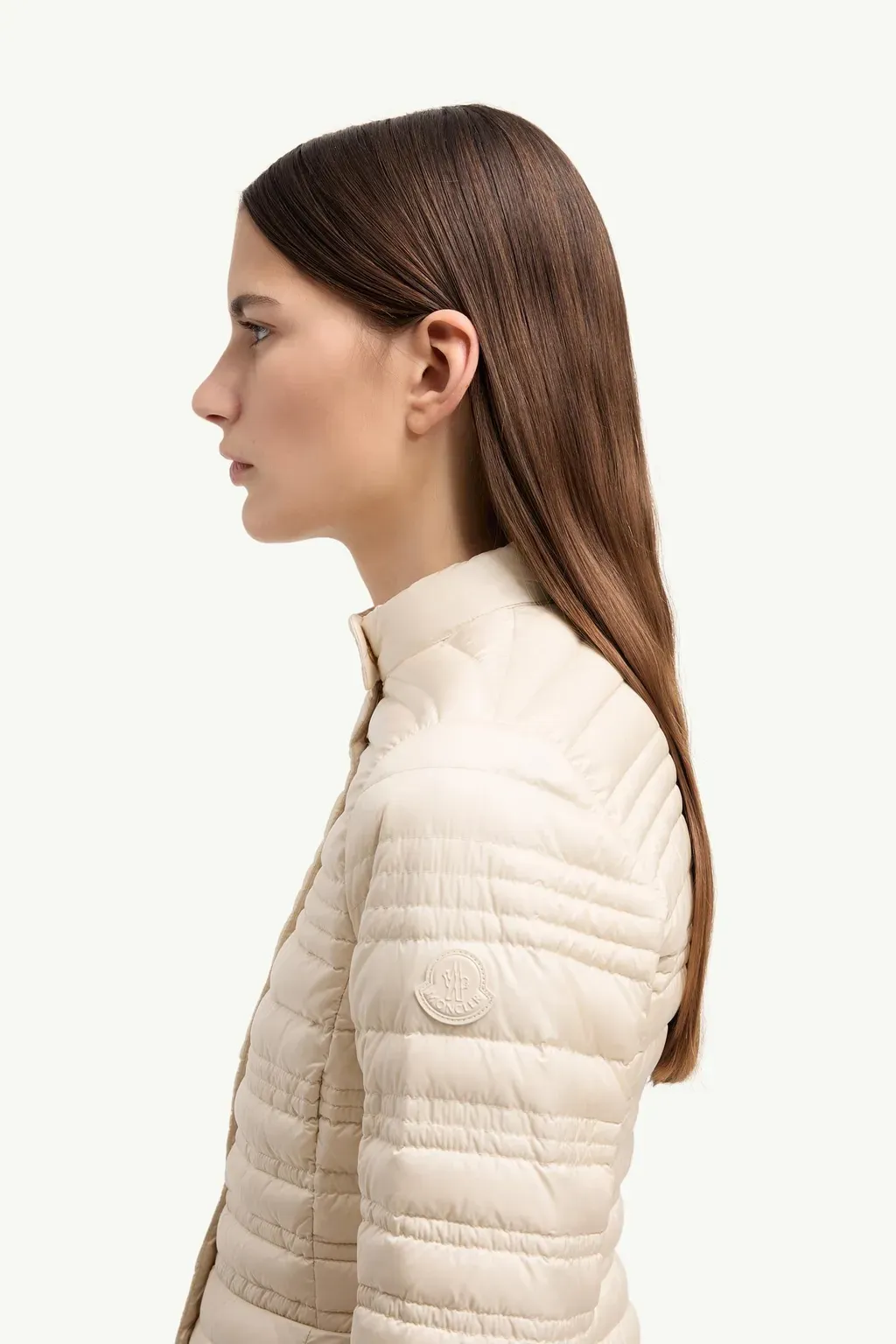 Cataire Striped-Quilted Down-Filled Biker Jacket