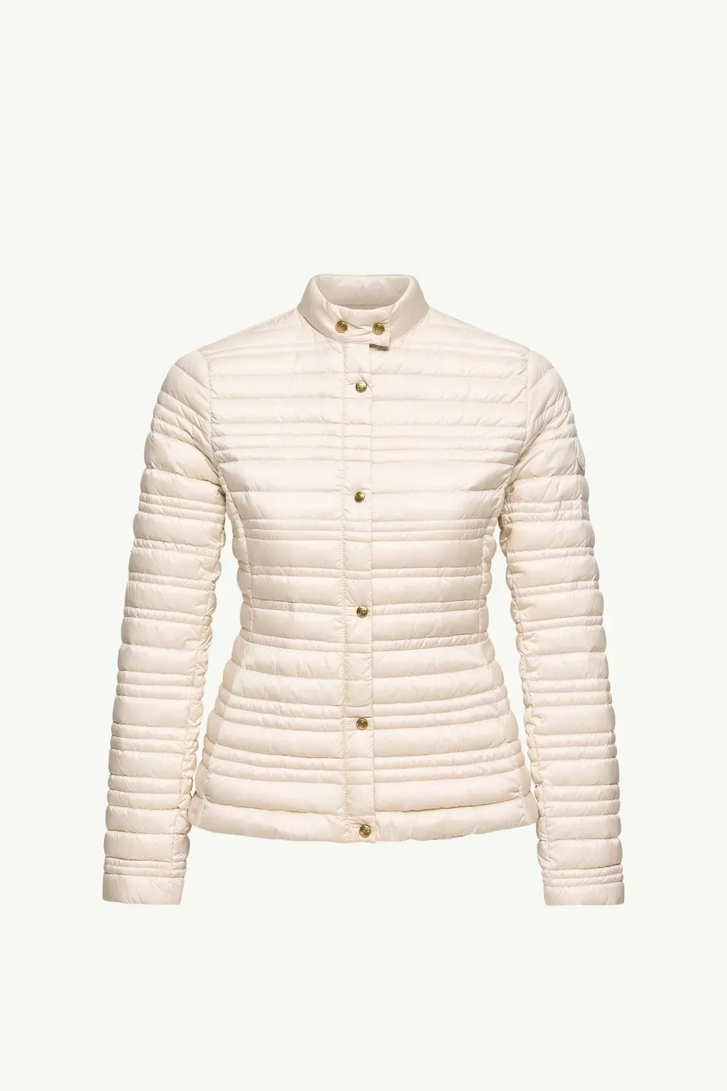Cataire Striped-Quilted Down-Filled Biker Jacket