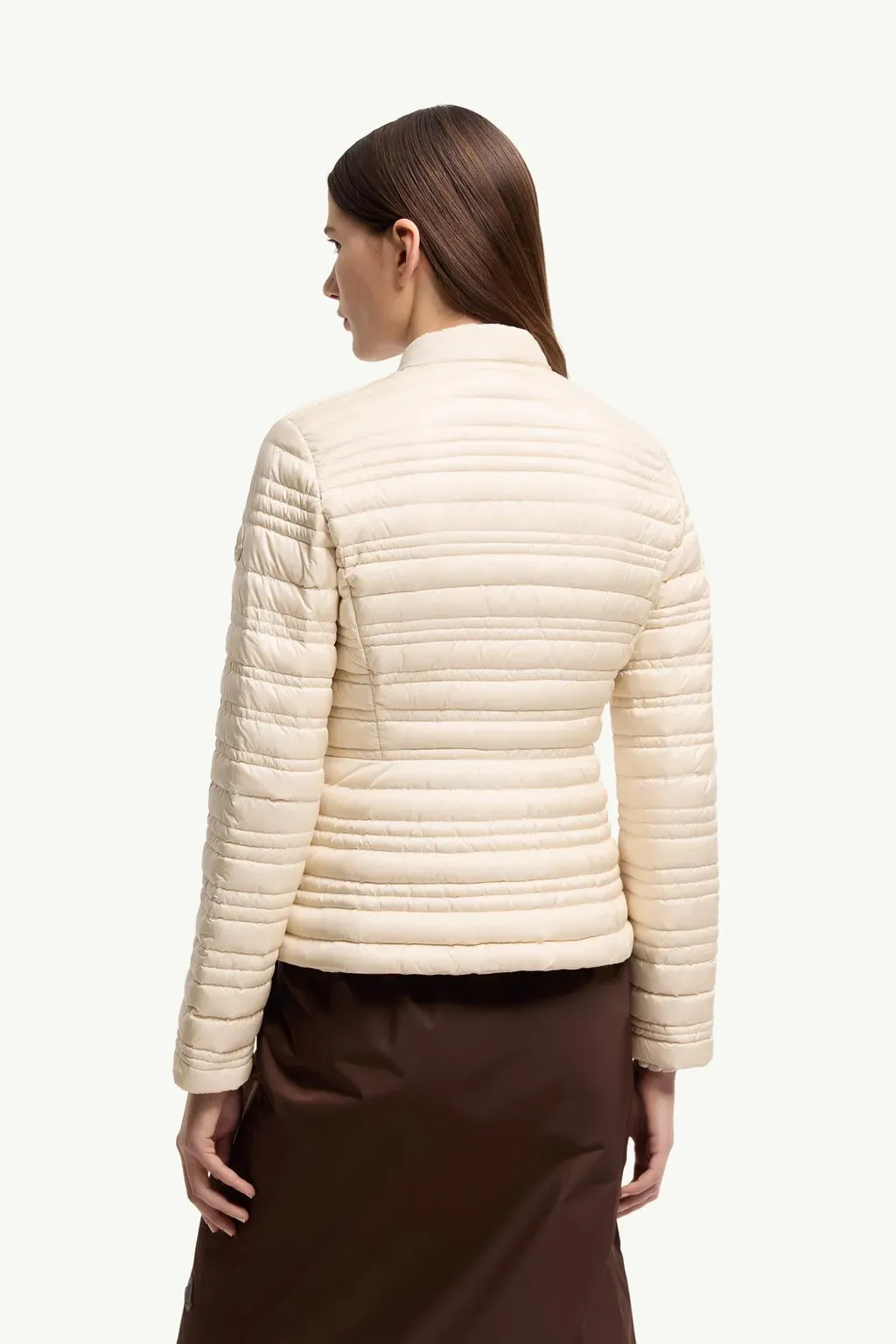 Cataire Striped-Quilted Down-Filled Biker Jacket