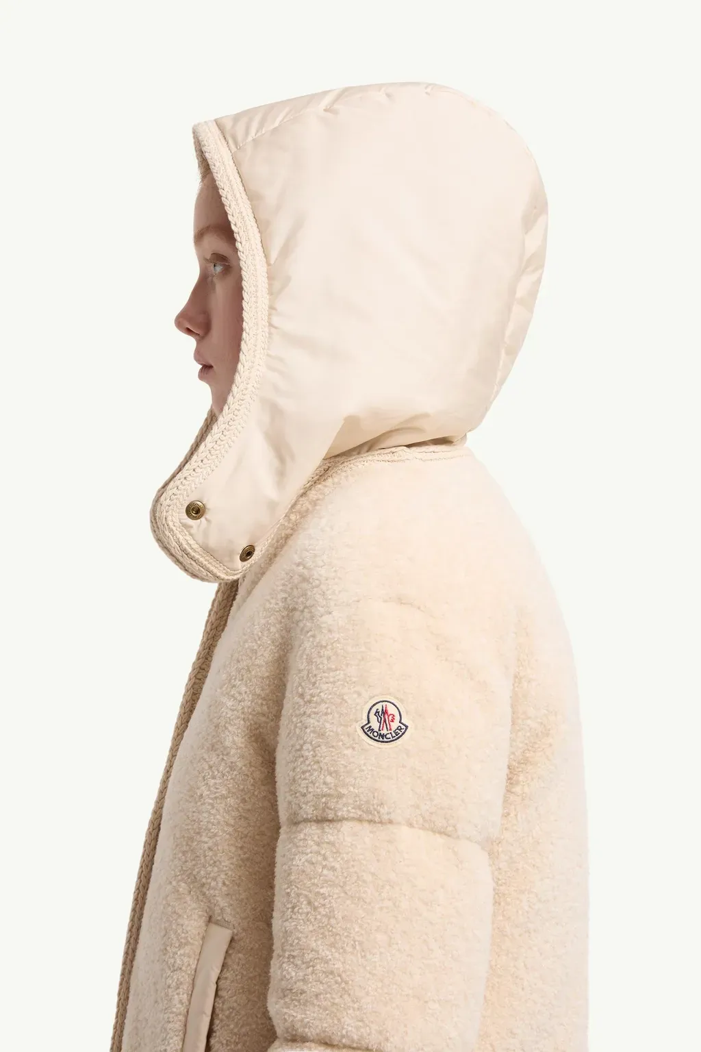 Ciboulette Braided Trim Teddy Hooded Short Down Jacket
