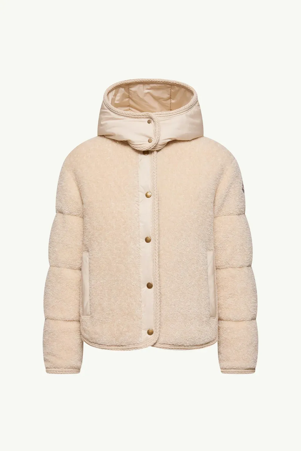 Ciboulette Braided Trim Teddy Hooded Short Down Jacket