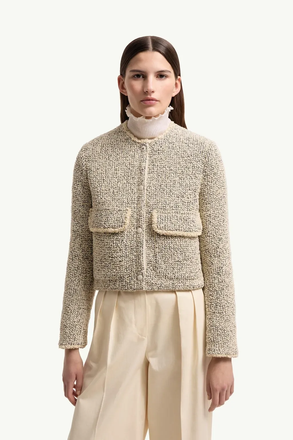 Dauphine Wool & Silk Blend Bouclé Short Down Jacket