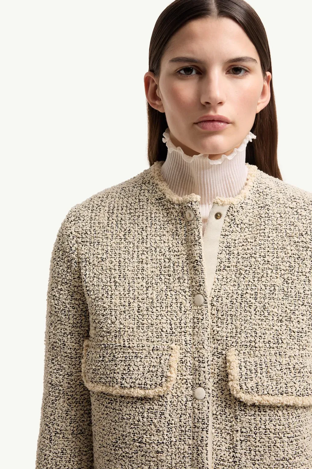 Dauphine Wool & Silk Blend Bouclé Short Down Jacket