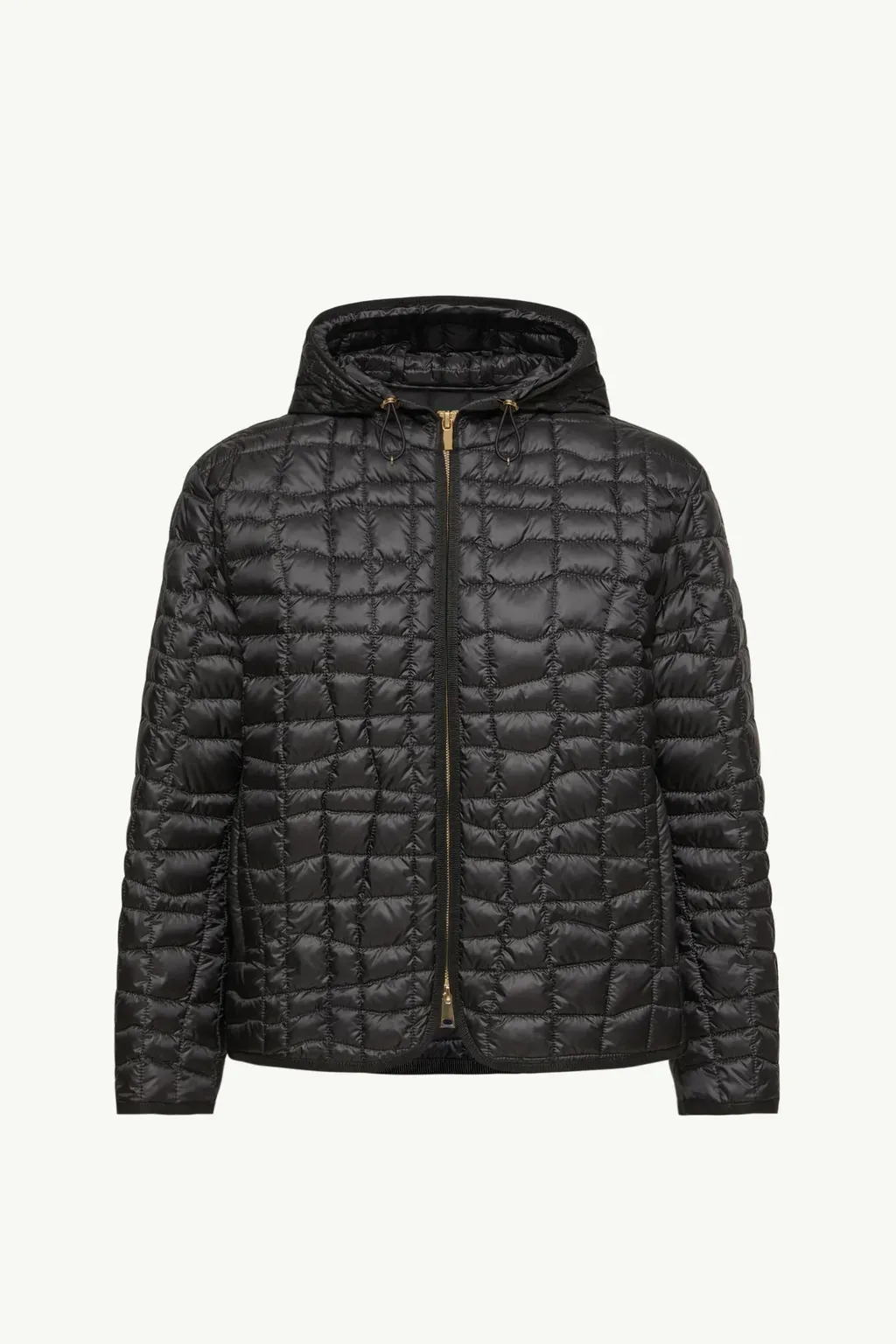 Eglantier Hooded Geometric-Quilted Short Down Jacket