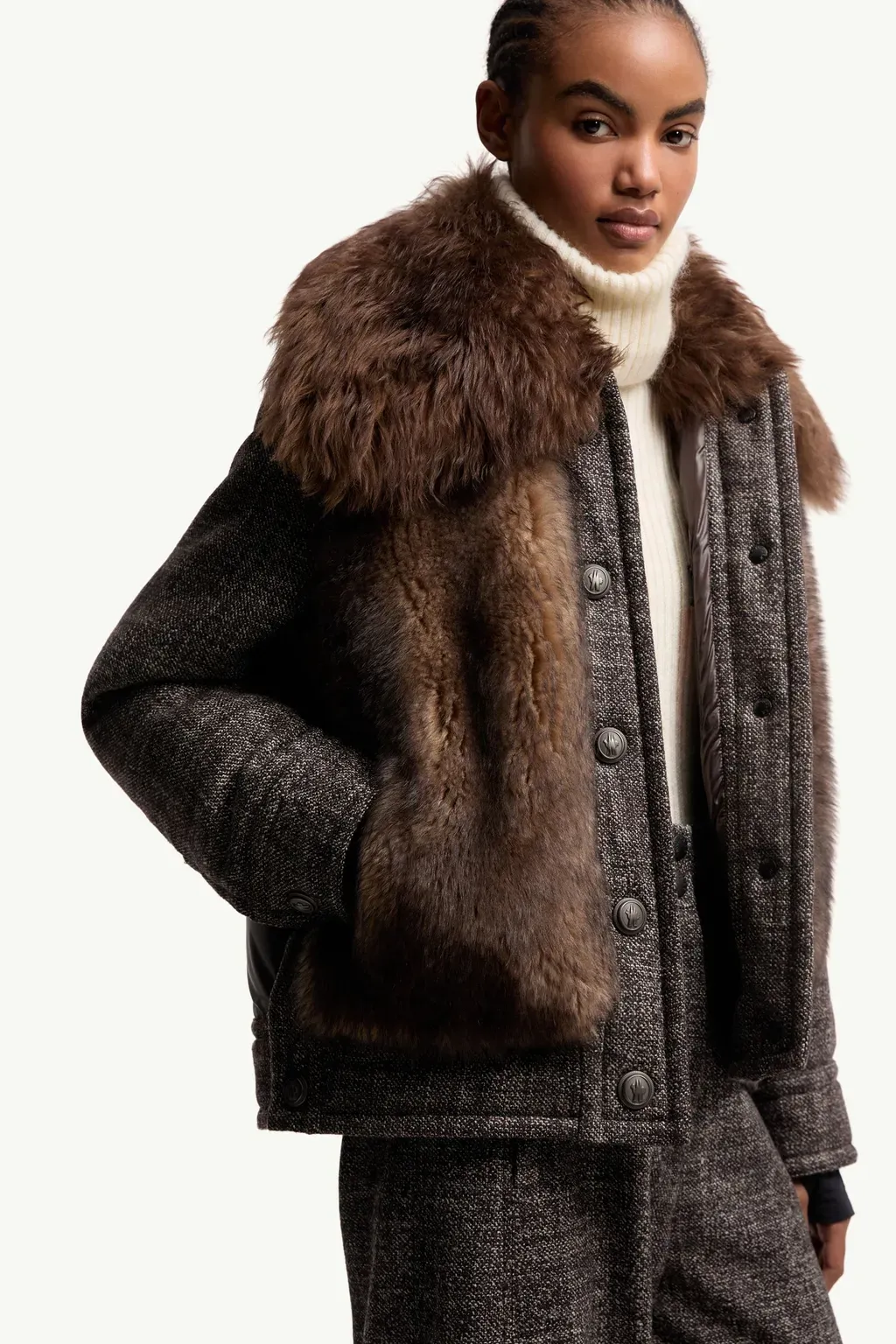 Faite Shearling & Wool Short Down Jacket