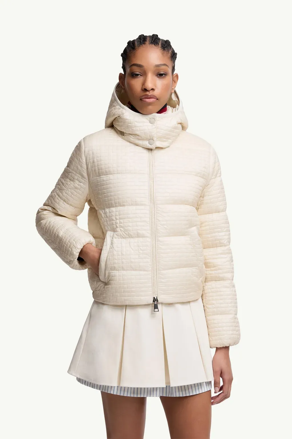 Gisors Geometric-Quilted Hooded Short Down Jacket