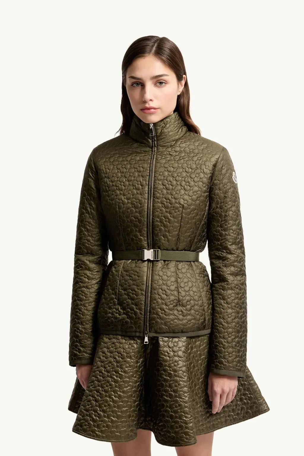 Geranium Floral-Quilted Short Down Jacket