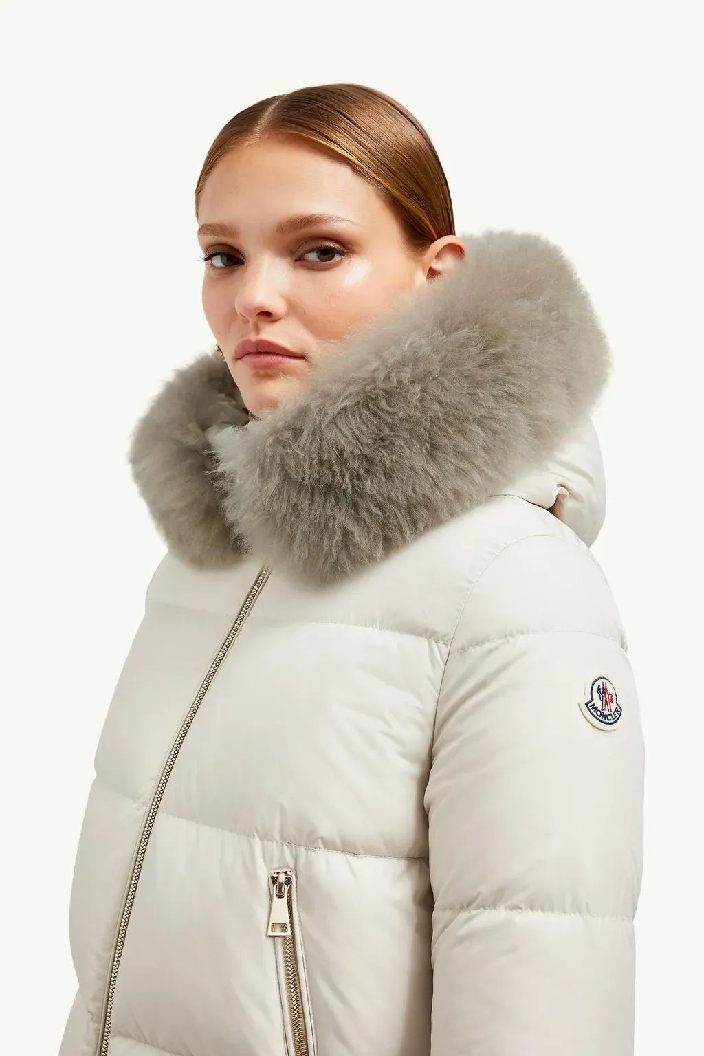 Laichefur Hooded Shearling-Trimmed Short Down Jacket