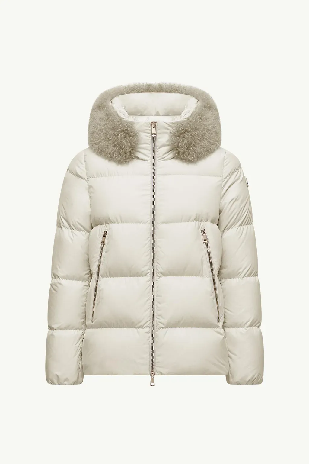 Laichefur Hooded Shearling-Trimmed Short Down Jacket