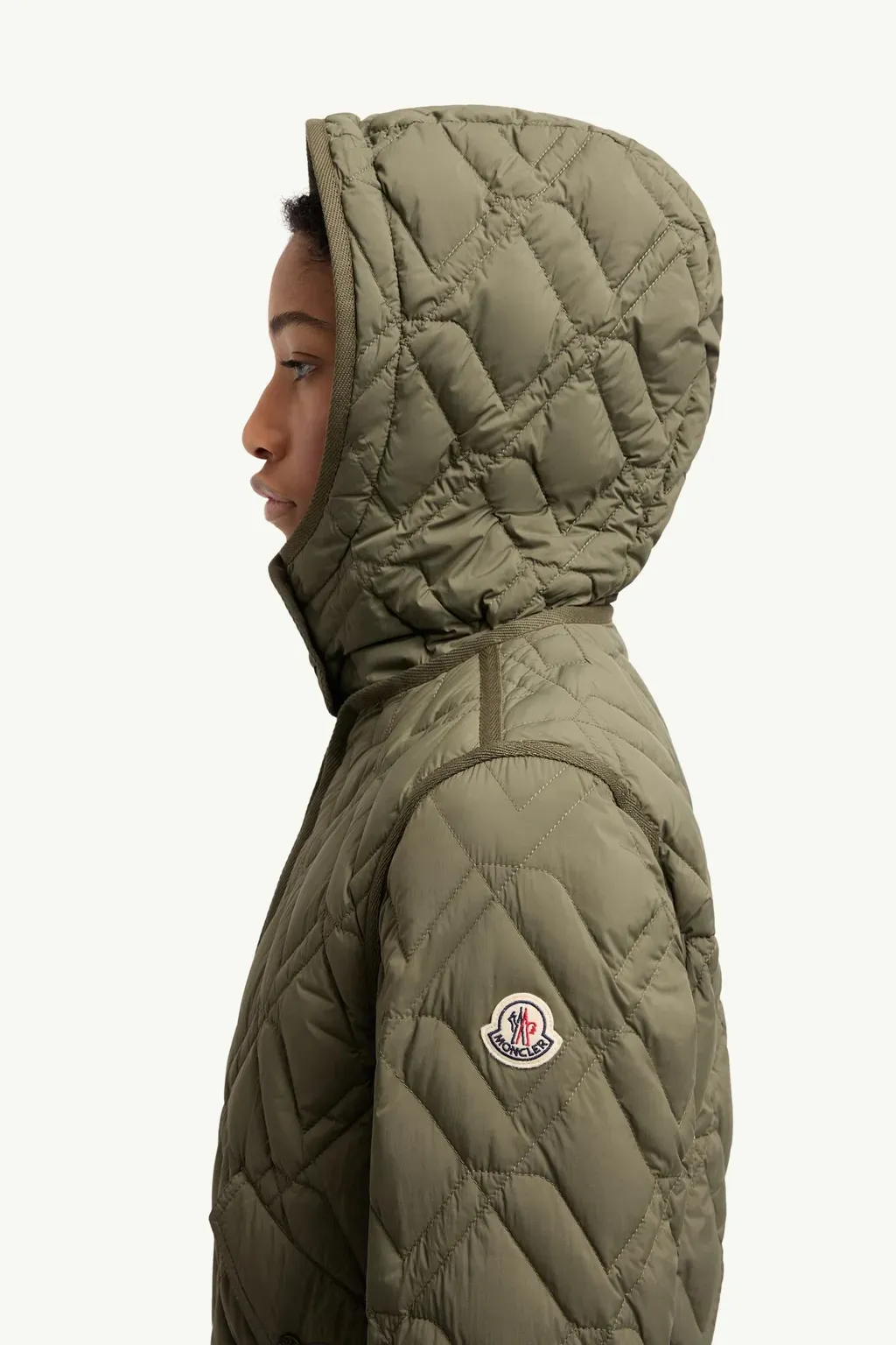 Lilas Geometric Quilted Hooded Short Down Jacket