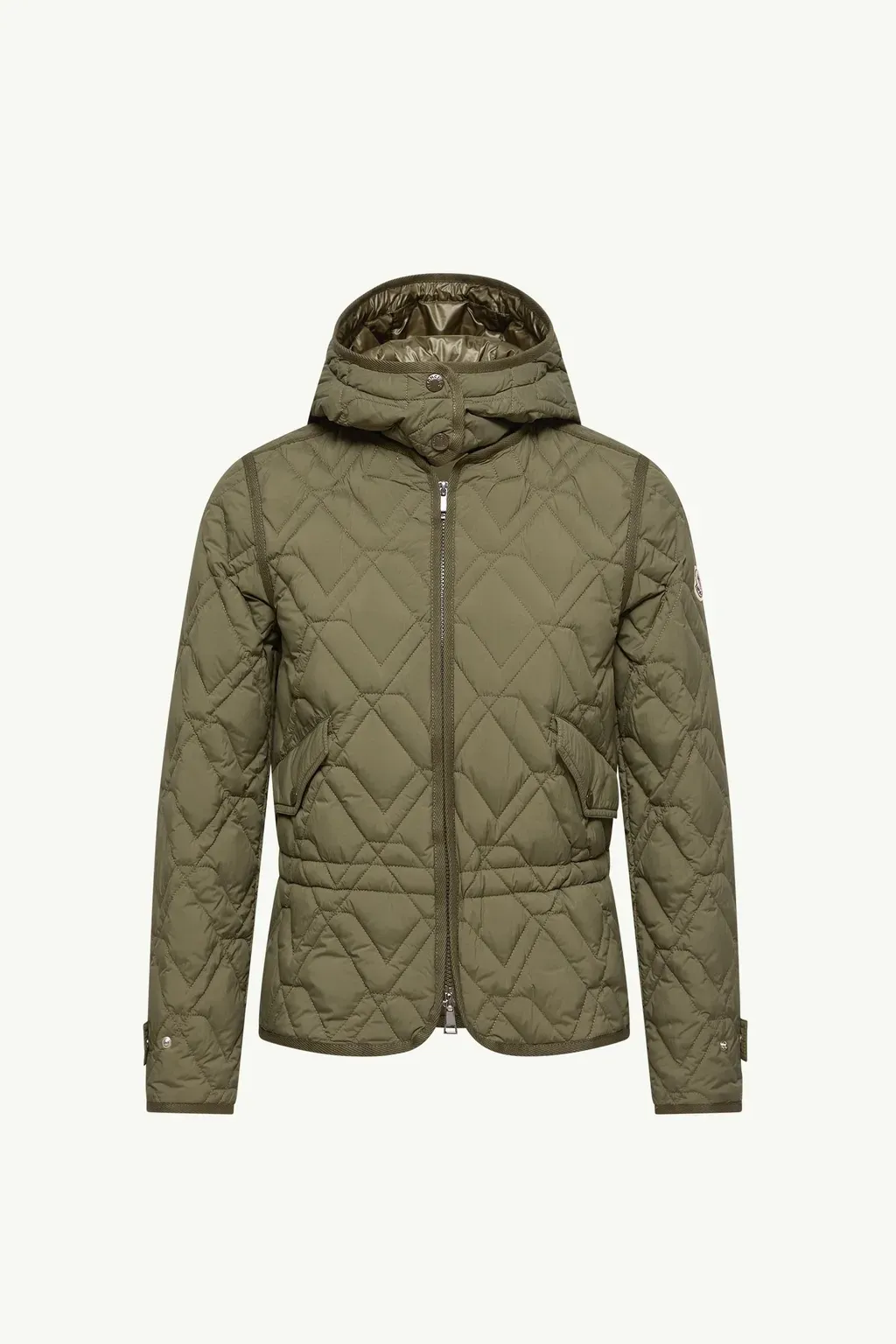 Lilas Geometric Quilted Hooded Short Down Jacket