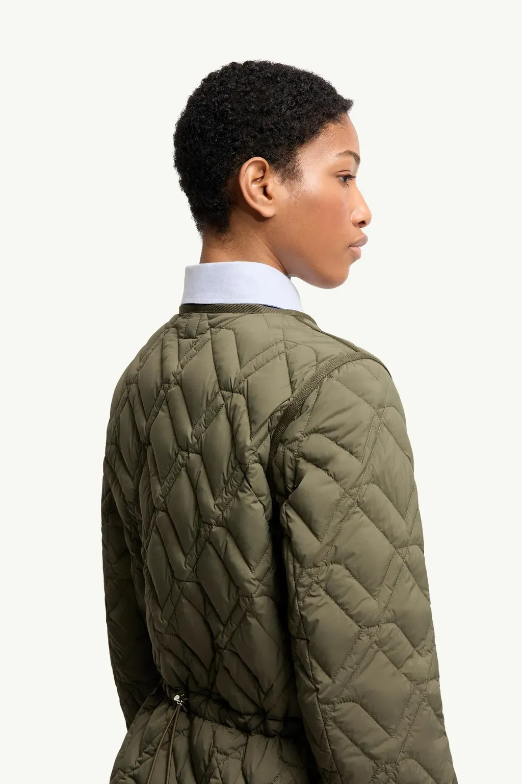 Lilas Geometric Quilted Hooded Short Down Jacket