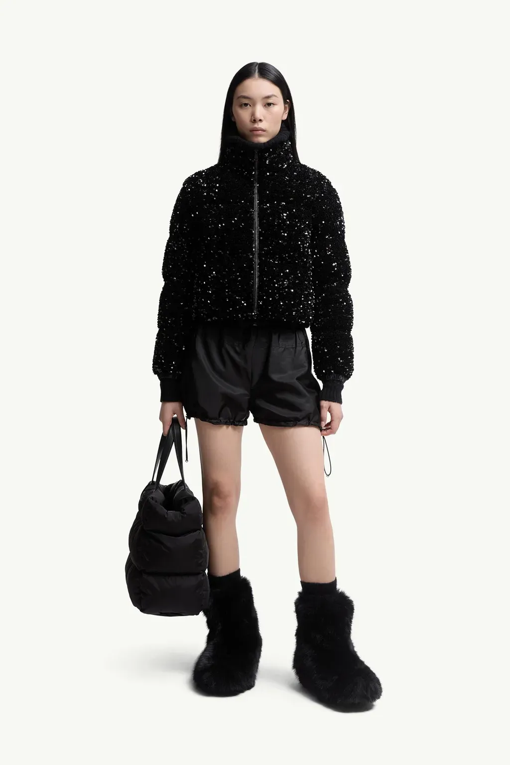 Louvi Sequin-Embroidered Short Down Jacket