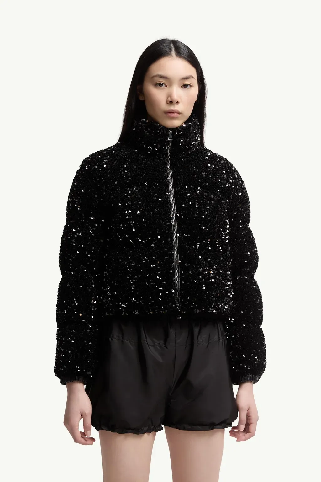 Louvi Sequin-Embroidered Short Down Jacket