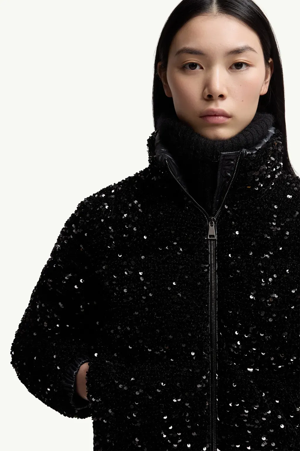 Louvi Sequin-Embroidered Short Down Jacket