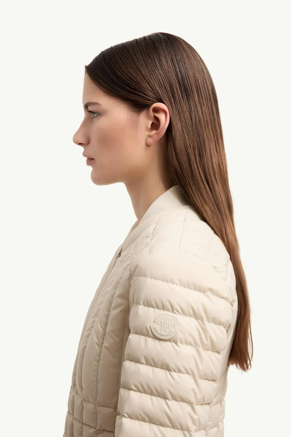 Menthe Vertical-Quilted Short Down Jacket
